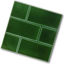 6 inch square brick effect tile green