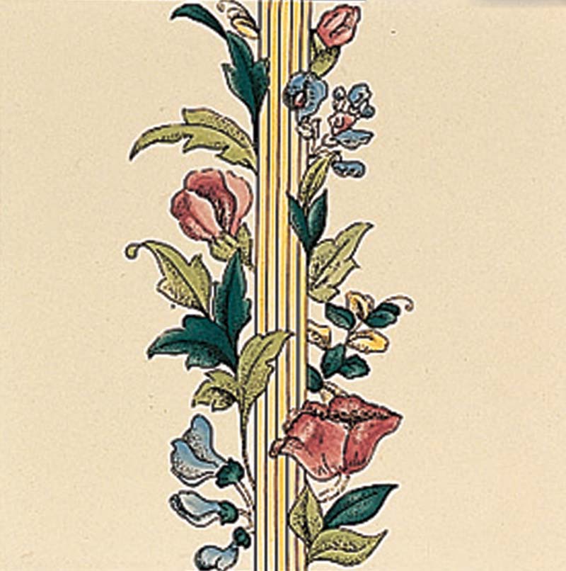 Poppy and Wheatsheaf Border Tile FLAT Floral