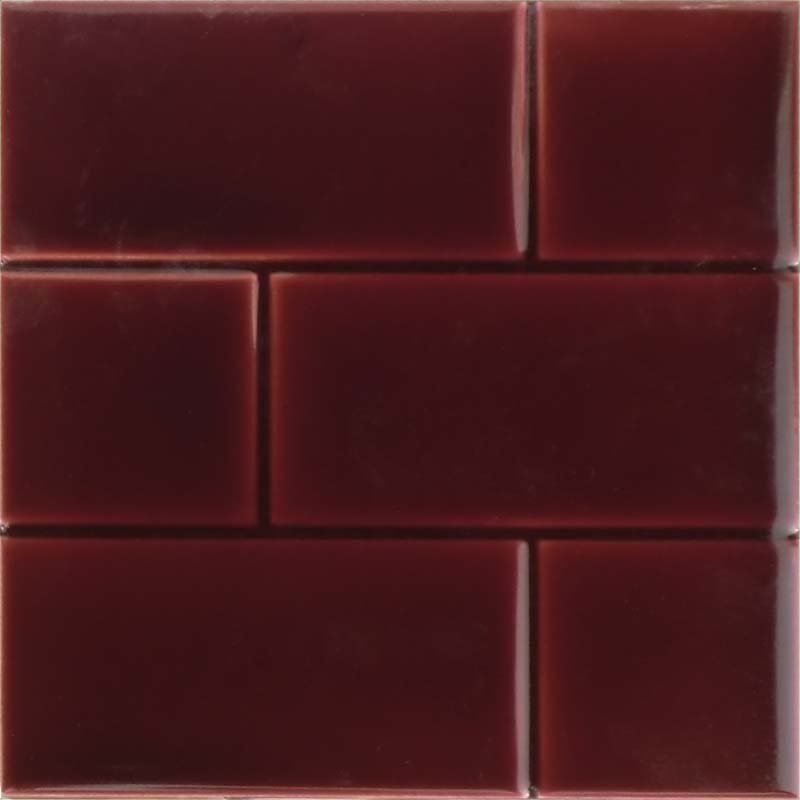 6 inch square brick effect tile red