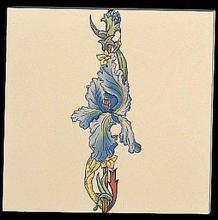 Blue Iris Border FLAT (4854) - fireplace tile